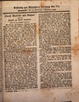 Kurfürstlich gnädigst privilegirte Münchner-Zeitung (Süddeutsche Presse) Samstag 20. Dezember 1788