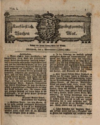 Kurfürstlich gnädigst privilegirte Münchner-Zeitung (Süddeutsche Presse) Mittwoch 7. Januar 1789