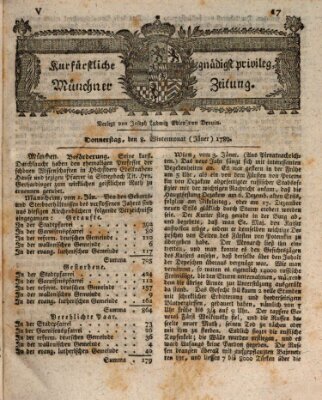 Kurfürstlich gnädigst privilegirte Münchner-Zeitung (Süddeutsche Presse) Donnerstag 8. Januar 1789