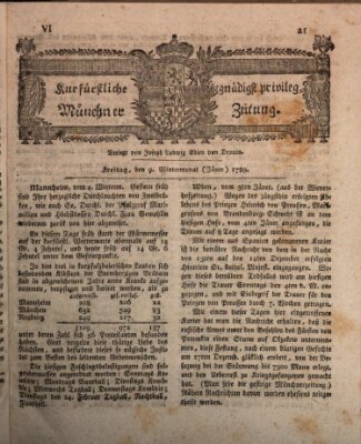 Kurfürstlich gnädigst privilegirte Münchner-Zeitung (Süddeutsche Presse) Freitag 9. Januar 1789