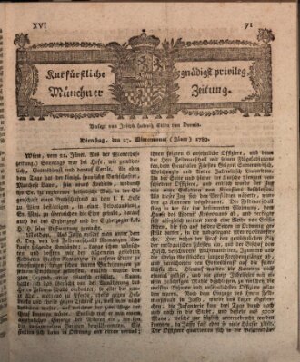 Kurfürstlich gnädigst privilegirte Münchner-Zeitung (Süddeutsche Presse) Dienstag 27. Januar 1789