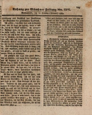 Kurfürstlich gnädigst privilegirte Münchner-Zeitung (Süddeutsche Presse) Samstag 14. Februar 1789