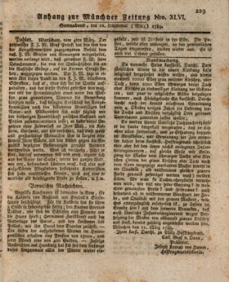 Kurfürstlich gnädigst privilegirte Münchner-Zeitung (Süddeutsche Presse) Samstag 21. März 1789