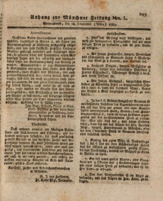 Kurfürstlich gnädigst privilegirte Münchner-Zeitung (Süddeutsche Presse) Samstag 28. März 1789