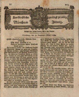 Kurfürstlich gnädigst privilegirte Münchner-Zeitung (Süddeutsche Presse) Montag 30. März 1789