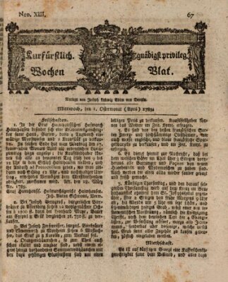 Kurfürstlich gnädigst privilegirte Münchner-Zeitung (Süddeutsche Presse) Mittwoch 1. April 1789