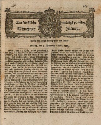 Kurfürstlich gnädigst privilegirte Münchner-Zeitung (Süddeutsche Presse) Freitag 3. April 1789