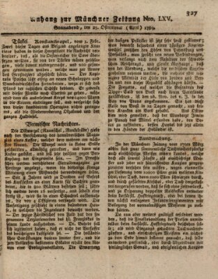 Kurfürstlich gnädigst privilegirte Münchner-Zeitung (Süddeutsche Presse) Samstag 25. April 1789