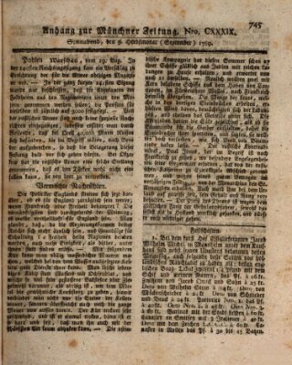 Kurfürstlich gnädigst privilegirte Münchner-Zeitung (Süddeutsche Presse) Samstag 5. September 1789