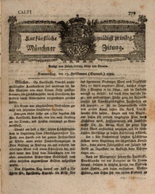 Kurfürstlich gnädigst privilegirte Münchner-Zeitung (Süddeutsche Presse) Donnerstag 17. September 1789