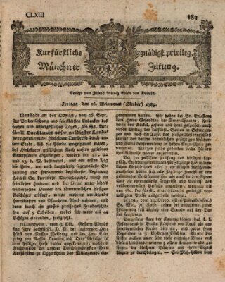 Kurfürstlich gnädigst privilegirte Münchner-Zeitung (Süddeutsche Presse) Freitag 16. Oktober 1789