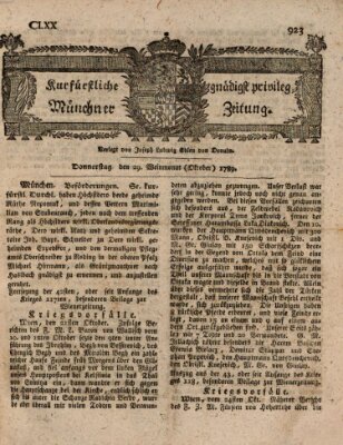 Kurfürstlich gnädigst privilegirte Münchner-Zeitung (Süddeutsche Presse) Donnerstag 29. Oktober 1789