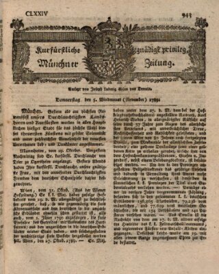 Kurfürstlich gnädigst privilegirte Münchner-Zeitung (Süddeutsche Presse) Donnerstag 5. November 1789