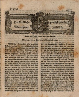 Kurfürstlich gnädigst privilegirte Münchner-Zeitung (Süddeutsche Presse) Montag 9. November 1789