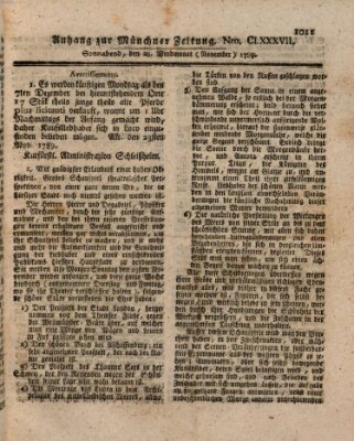 Kurfürstlich gnädigst privilegirte Münchner-Zeitung (Süddeutsche Presse) Samstag 28. November 1789