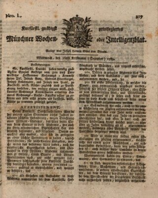 Kurfürstlich gnädigst privilegirte Münchner-Zeitung (Süddeutsche Presse) Mittwoch 16. Dezember 1789