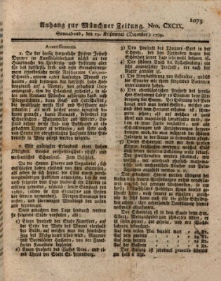 Kurfürstlich gnädigst privilegirte Münchner-Zeitung (Süddeutsche Presse) Samstag 19. Dezember 1789