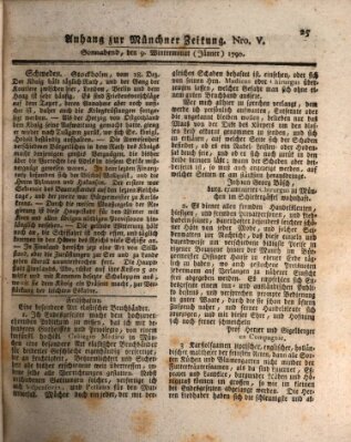 Kurfürstlich gnädigst privilegirte Münchner-Zeitung (Süddeutsche Presse) Samstag 9. Januar 1790