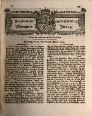 Kurfürstlich gnädigst privilegirte Münchner-Zeitung (Süddeutsche Presse) Dienstag 19. Januar 1790