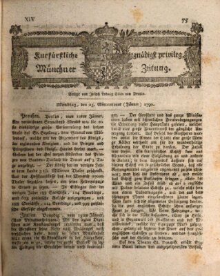 Kurfürstlich gnädigst privilegirte Münchner-Zeitung (Süddeutsche Presse) Montag 25. Januar 1790