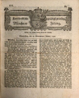 Kurfürstlich gnädigst privilegirte Münchner-Zeitung (Süddeutsche Presse) Donnerstag 28. Januar 1790