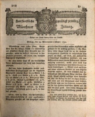 Kurfürstlich gnädigst privilegirte Münchner-Zeitung (Süddeutsche Presse) Freitag 29. Januar 1790