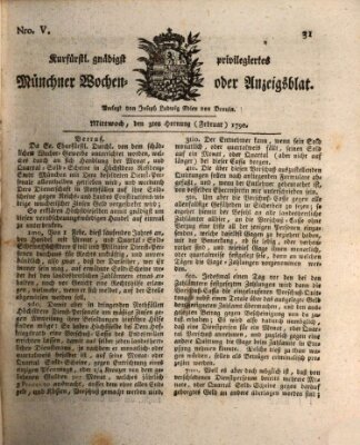 Kurfürstlich gnädigst privilegirte Münchner-Zeitung (Süddeutsche Presse) Mittwoch 3. Februar 1790