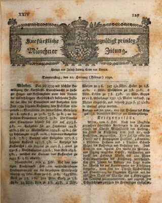 Kurfürstlich gnädigst privilegirte Münchner-Zeitung (Süddeutsche Presse) Donnerstag 11. Februar 1790