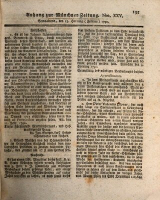 Kurfürstlich gnädigst privilegirte Münchner-Zeitung (Süddeutsche Presse) Samstag 13. Februar 1790