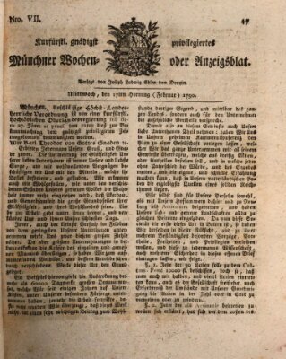 Kurfürstlich gnädigst privilegirte Münchner-Zeitung (Süddeutsche Presse) Mittwoch 17. Februar 1790