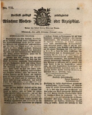 Kurfürstlich gnädigst privilegirte Münchner-Zeitung (Süddeutsche Presse) Mittwoch 24. Februar 1790