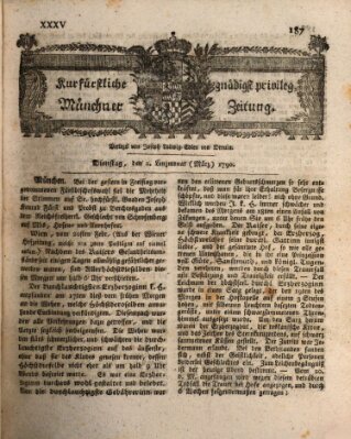 Kurfürstlich gnädigst privilegirte Münchner-Zeitung (Süddeutsche Presse) Dienstag 2. März 1790