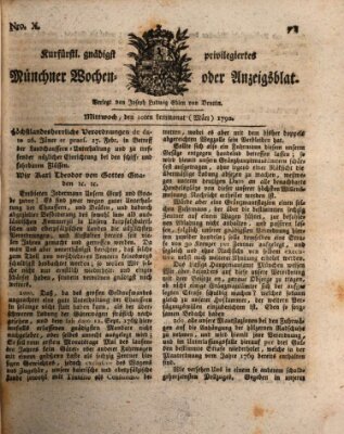 Kurfürstlich gnädigst privilegirte Münchner-Zeitung (Süddeutsche Presse) Mittwoch 10. März 1790