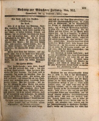 Kurfürstlich gnädigst privilegirte Münchner-Zeitung (Süddeutsche Presse) Samstag 13. März 1790