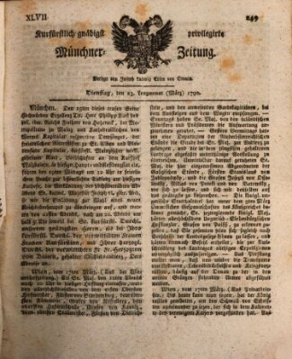 Kurfürstlich gnädigst privilegirte Münchner-Zeitung (Süddeutsche Presse) Dienstag 23. März 1790