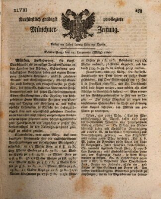 Kurfürstlich gnädigst privilegirte Münchner-Zeitung (Süddeutsche Presse) Donnerstag 25. März 1790