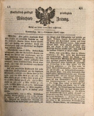 Kurfürstlich gnädigst privilegirte Münchner-Zeitung (Süddeutsche Presse) Donnerstag 1. April 1790