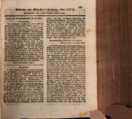 Kurfürstlich gnädigst privilegirte Münchner-Zeitung (Süddeutsche Presse) Samstag 1. Mai 1790