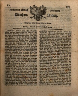 Kurfürstlich gnädigst privilegirte Münchner-Zeitung (Süddeutsche Presse) Freitag 16. Juli 1790