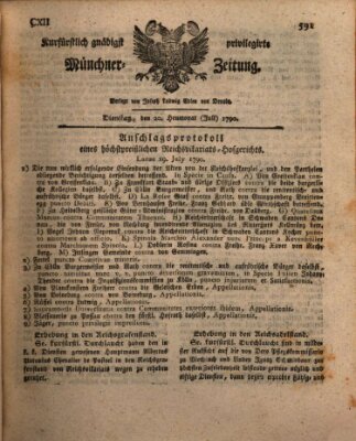 Kurfürstlich gnädigst privilegirte Münchner-Zeitung (Süddeutsche Presse) Dienstag 20. Juli 1790