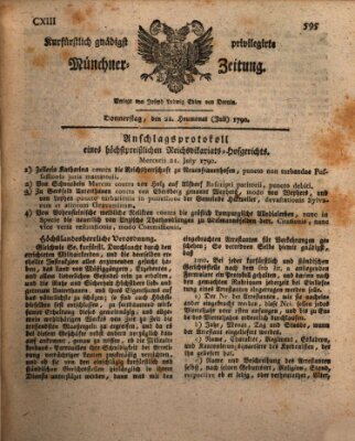 Kurfürstlich gnädigst privilegirte Münchner-Zeitung (Süddeutsche Presse) Donnerstag 22. Juli 1790