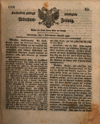 Kurfürstlich gnädigst privilegirte Münchner-Zeitung (Süddeutsche Presse) Montag 2. August 1790