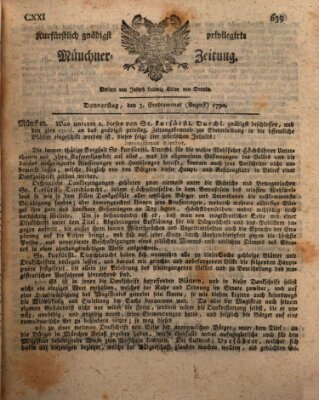 Kurfürstlich gnädigst privilegirte Münchner-Zeitung (Süddeutsche Presse) Donnerstag 5. August 1790