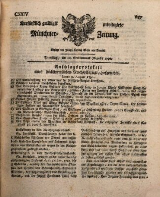 Kurfürstlich gnädigst privilegirte Münchner-Zeitung (Süddeutsche Presse) Dienstag 10. August 1790