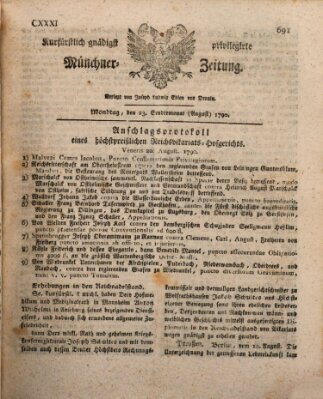 Kurfürstlich gnädigst privilegirte Münchner-Zeitung (Süddeutsche Presse) Montag 23. August 1790