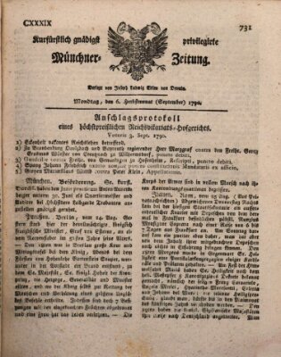 Kurfürstlich gnädigst privilegirte Münchner-Zeitung (Süddeutsche Presse) Montag 6. September 1790