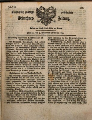 Kurfürstlich gnädigst privilegirte Münchner-Zeitung (Süddeutsche Presse) Freitag 8. Oktober 1790