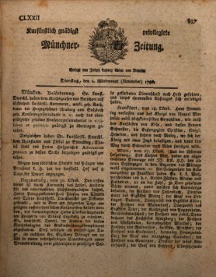 Kurfürstlich gnädigst privilegirte Münchner-Zeitung (Süddeutsche Presse) Dienstag 2. November 1790