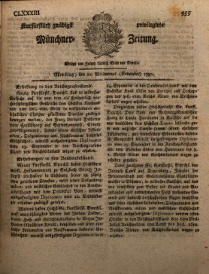 Kurfürstlich gnädigst privilegirte Münchner-Zeitung (Süddeutsche Presse) Montag 22. November 1790