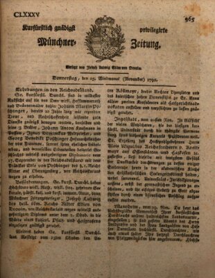 Kurfürstlich gnädigst privilegirte Münchner-Zeitung (Süddeutsche Presse) Donnerstag 25. November 1790